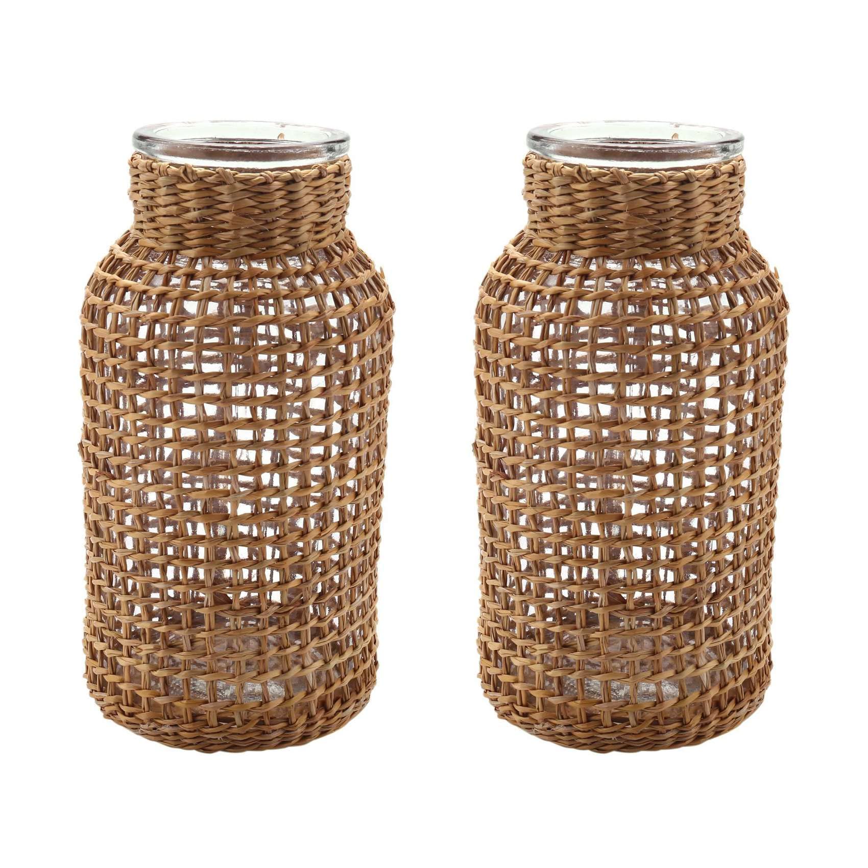 Hndhbfgrt 2X Straw Glass Flower Vase Japanese Flower Pot in the Nordic Contracted Flower Basket to -S