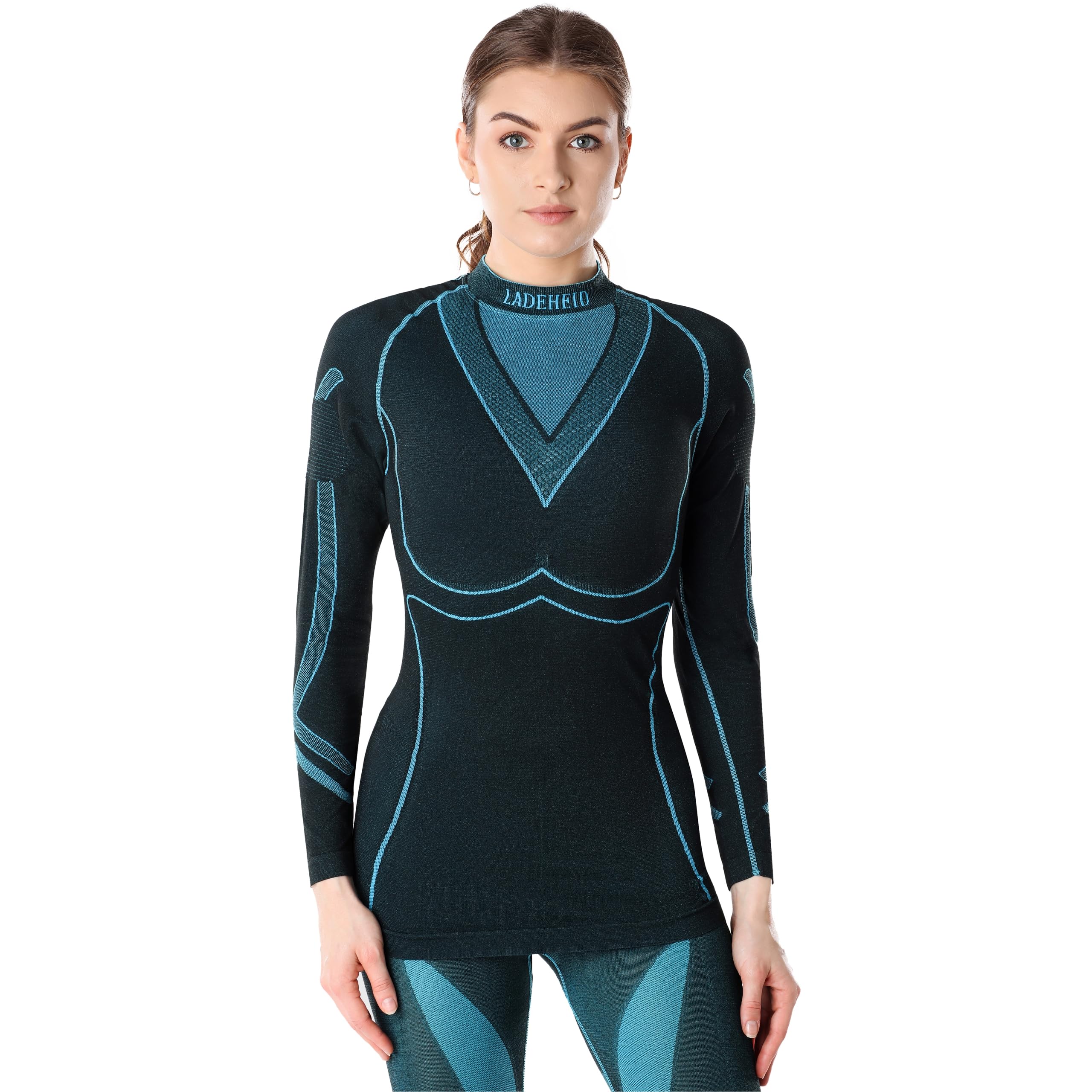Ladeheid Thermounterwäsche Damen Funktionsunterwäsche Langarm Shirt Thermoaktiv LAGI004