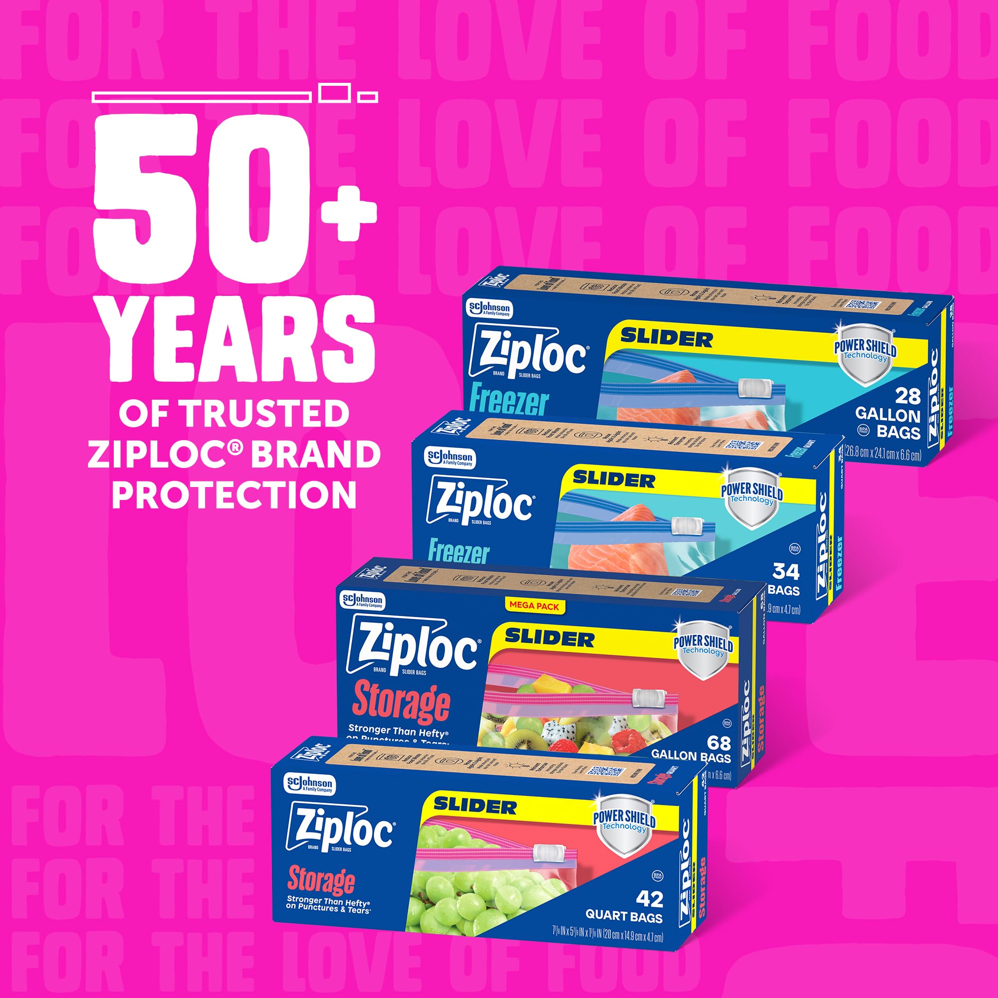 Ziploc Sacchetti di stoccaggio Slider Gallone, 68.0 Count