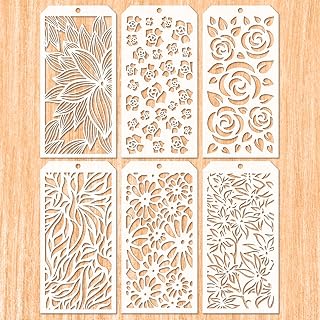6 Pieces DIY Flower Decorative Stencil Template for Scrapbooking Painting on Wall Furniture Crafts Suitable fo Scrapbooking Cake Cookie Tile Furniture Wall Floor Decor Drawing Tracing DIY Art