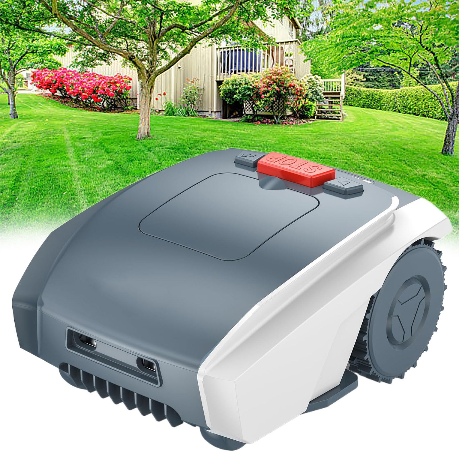 Cortacésped Robótico de 0,4 Acres, con Control de Aplicación, Solo 60 db, Sensor de Lluvia y Cable Delimitador, Batería de 20 V/5 Ah y Cargador Incluidos, para Jardines Pequeños y Medianos