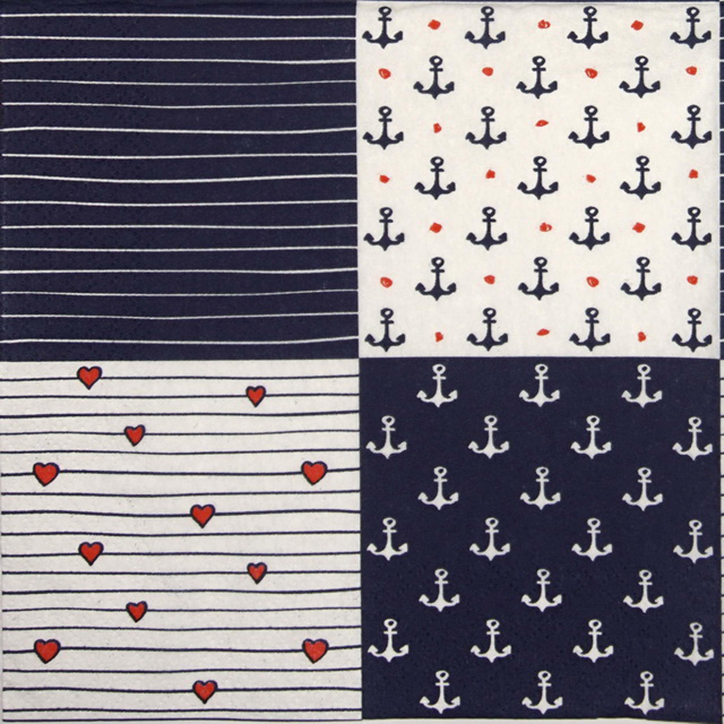 Daisy Marine Squares 3-Ply Tissue Paper Napkins Serviettes For Decoupage Lunch 33Cm X 33Cm - Pack Of 20 (Marine Squares)