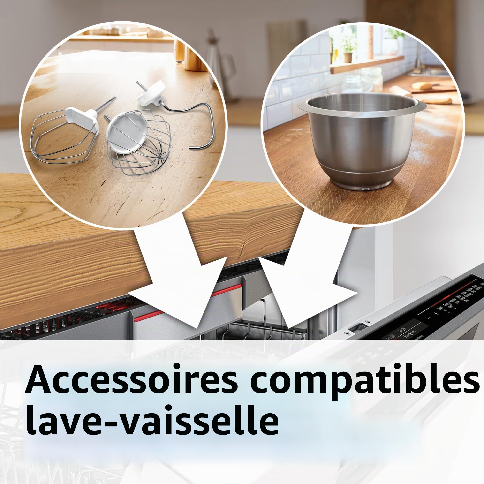 Bosch MUM58720 Robot pâtissier, Acier inoxydable, 1000 W, 3,9 litres, Acier inoxydable et plastique, 7 vitesses, Gris/Rouge