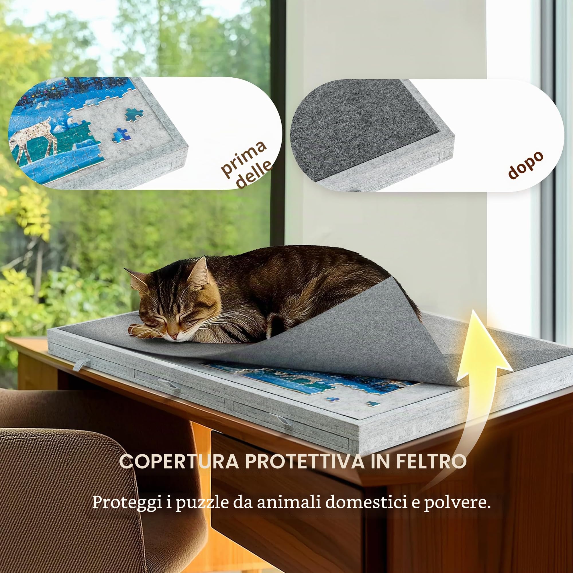 Becko US - Tavolo puzzle inclinabile da 1500 pezzi, con 6 cassetti colorati e copertina, tavolo puzzle con contenitore per adulti, leggero e portatile, per puzzle da 1500 pezzi