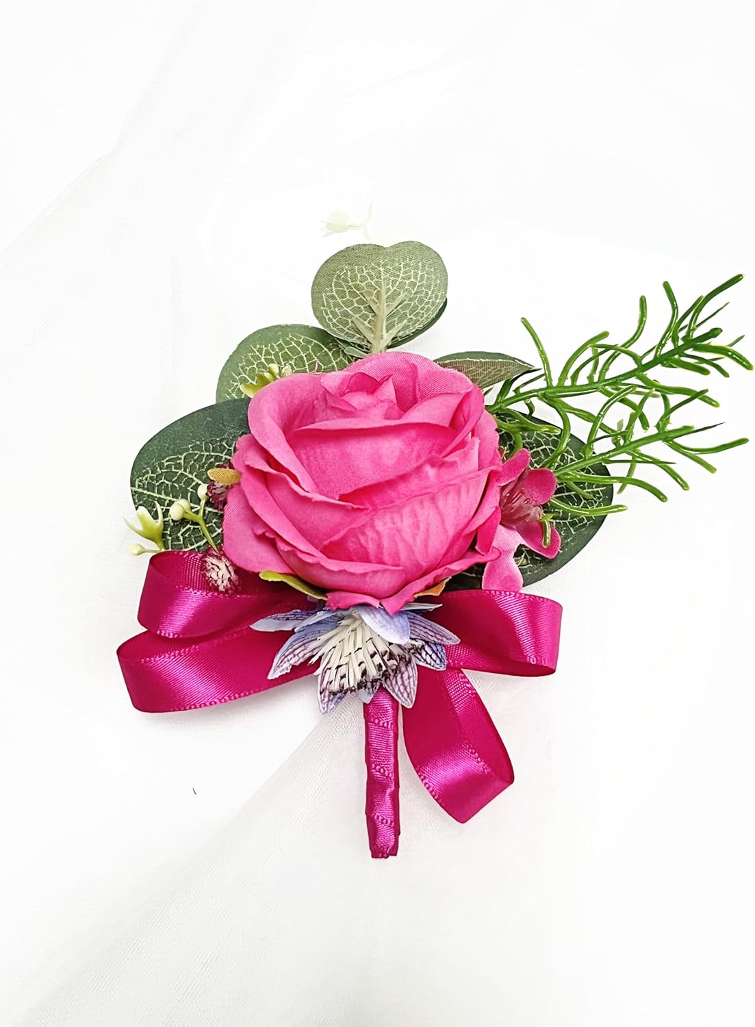 Prom Calla LilyRose Corsage and Boutonniere Set Artificial Rose Wedding Corsage Flowers Prom Party Suit Decoration (Pink) - Image 3
