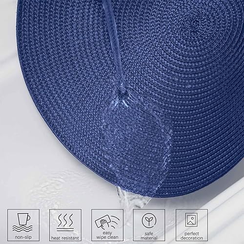 Miniatura 9 de AHHFSMEI Manteles individuales redondos trenzados de 15 pulgadas, manteles individuales redondos para mesas de comedor, tejidos naturales,
