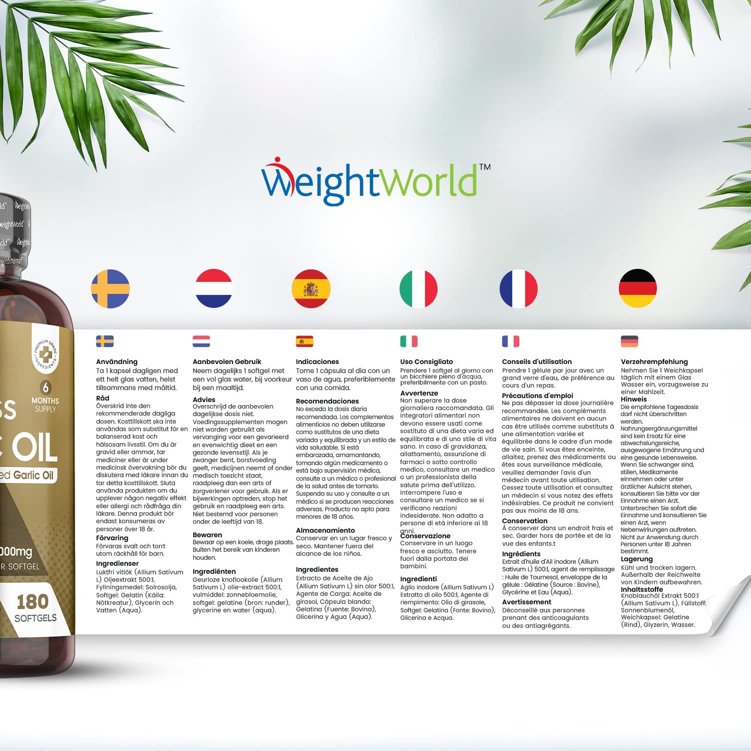 Odourless Garlic Capsules 30,000mg 180 Softgels (Up to 2 Softgels A