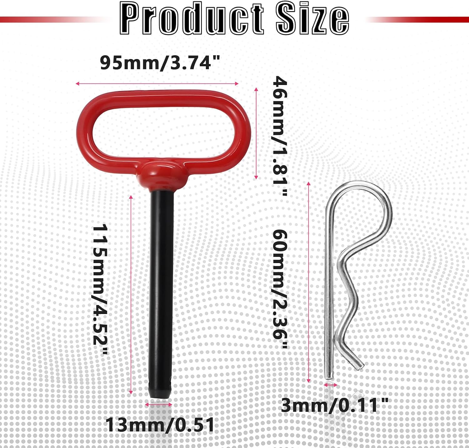 2 Pcs 1/2 x 4 Inch Trailer Hitch Pin and Clip, Heavy Duty Tow Hitch Pin Trailer Gate Pin with Rubber Coated