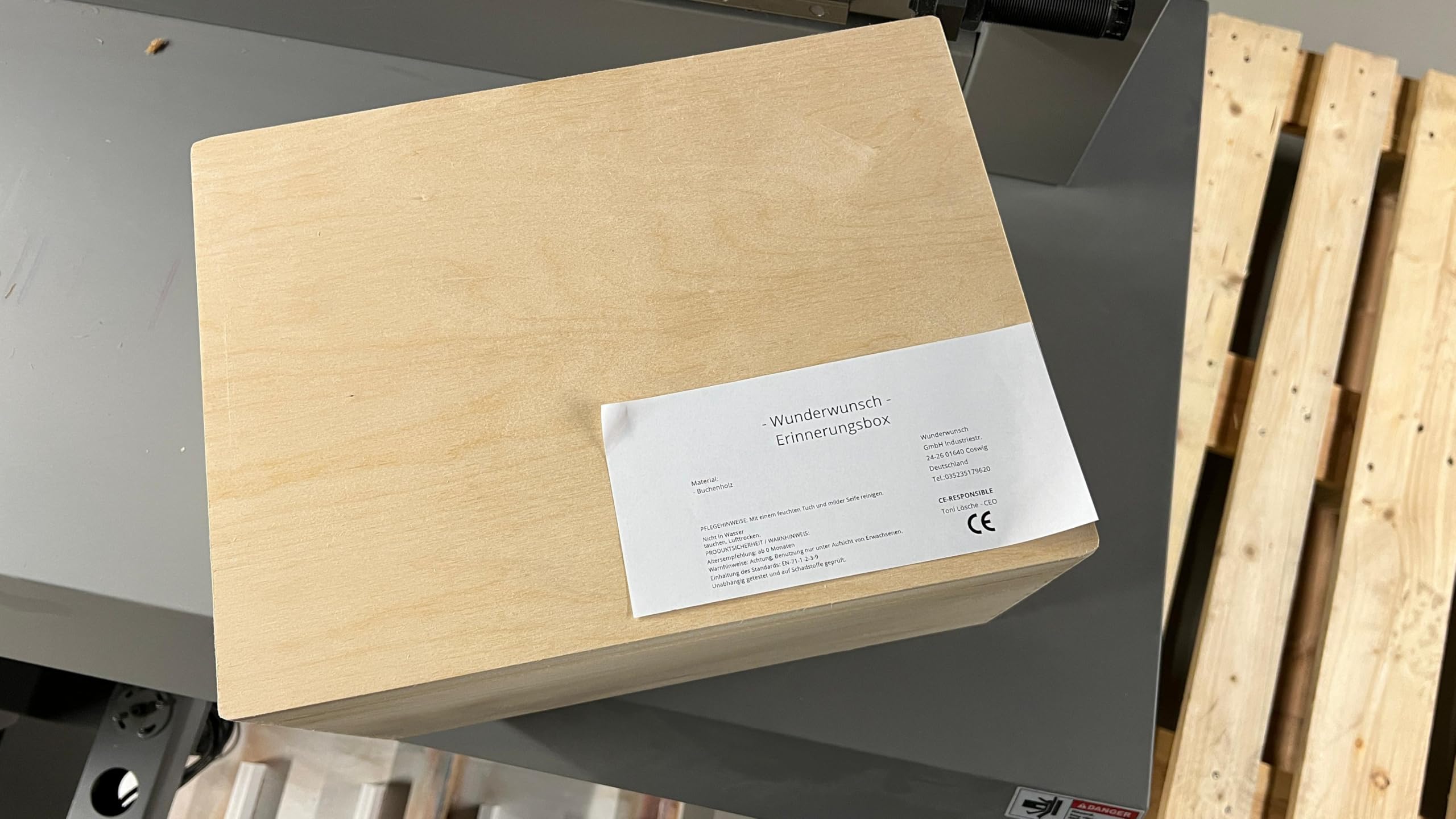 wunderwunsch - Personalisierte Erinnerungskiste Baby mit Spezial-Druck - Baby Erinnerungsbox - Erinnerungskisten aus Holz - Geschenk zur Geburt (Löwe, M flach-Klappdeckel)