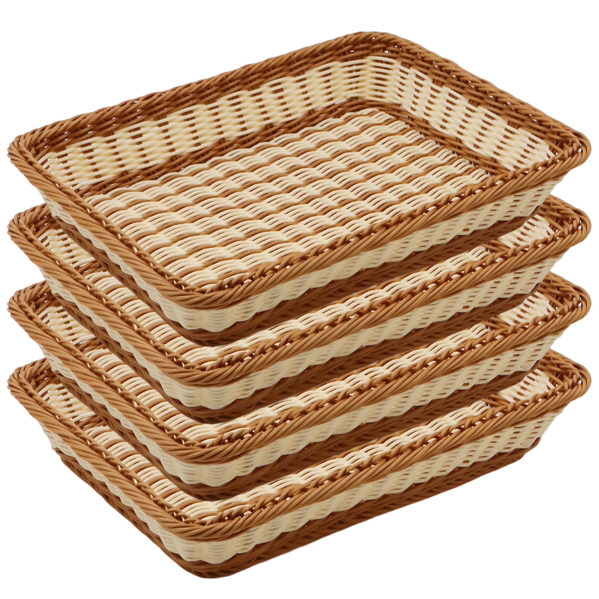 JEUIHAU Brotkörbe aus Polygeflecht, rechteckig, 40 cm, 4 Stück