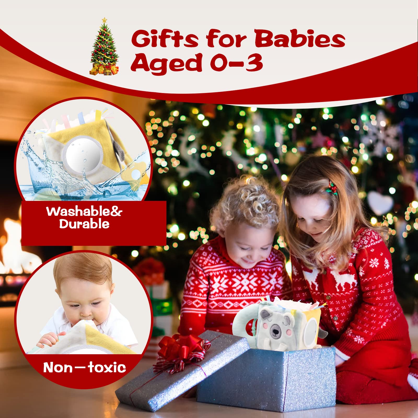 Cubo de actividades para bebés, juguetes educativos para bebés, centro de aprendizaje temprano, cubo sensorial, multicolor, juguete para bebés, juguetes para bebés de 0 meses (oso polar) 8