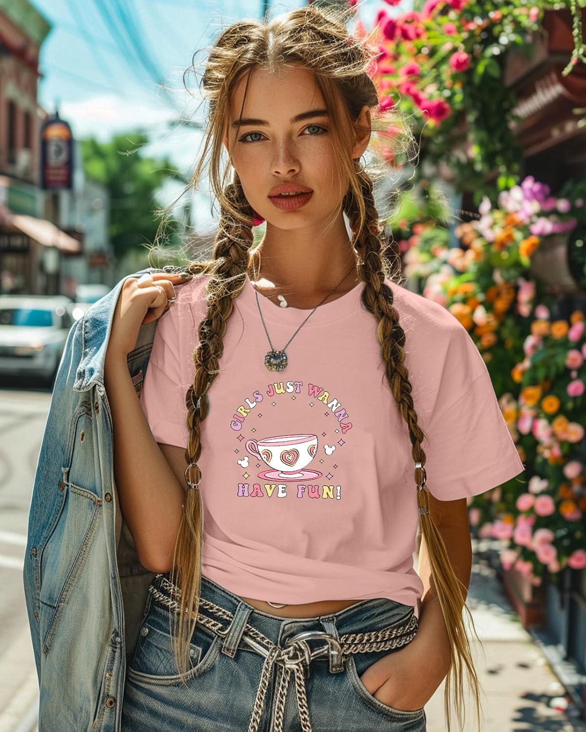 Flafens Graphic Tees T Shirts for Women - Cute Womens T-Shirts Cotton Tshirts Tops Teens Girls - Image 3