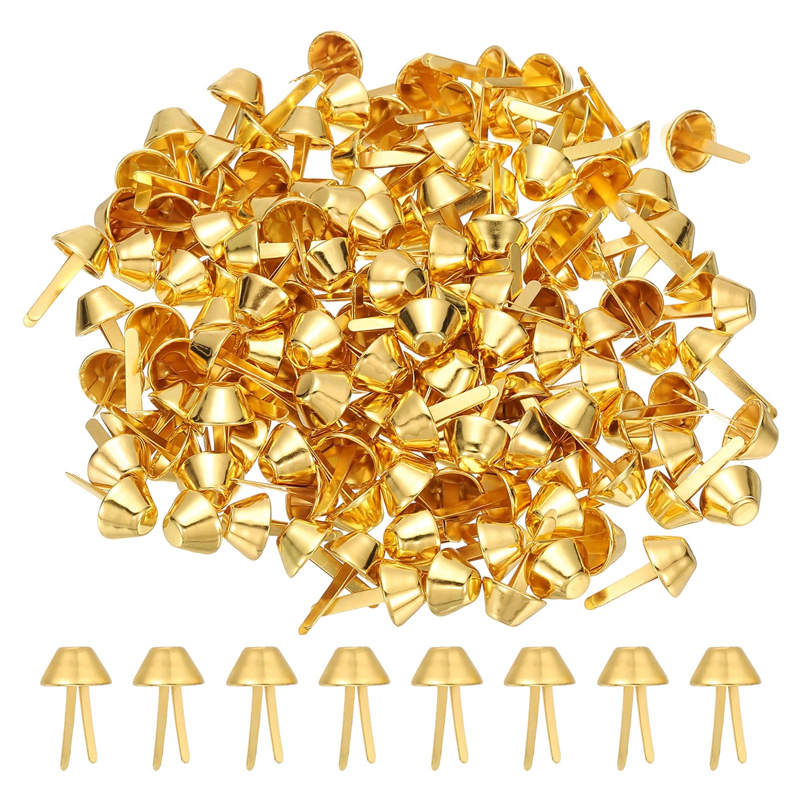 Generic 200 Pcs Metal Brads Purse Feet Studs Mushroom, Flat Bottom Prong Handbag, Great for Bags, Decoration, Clothing, Craft,(Gold Tone, 0.4 x 0.7 Inch)