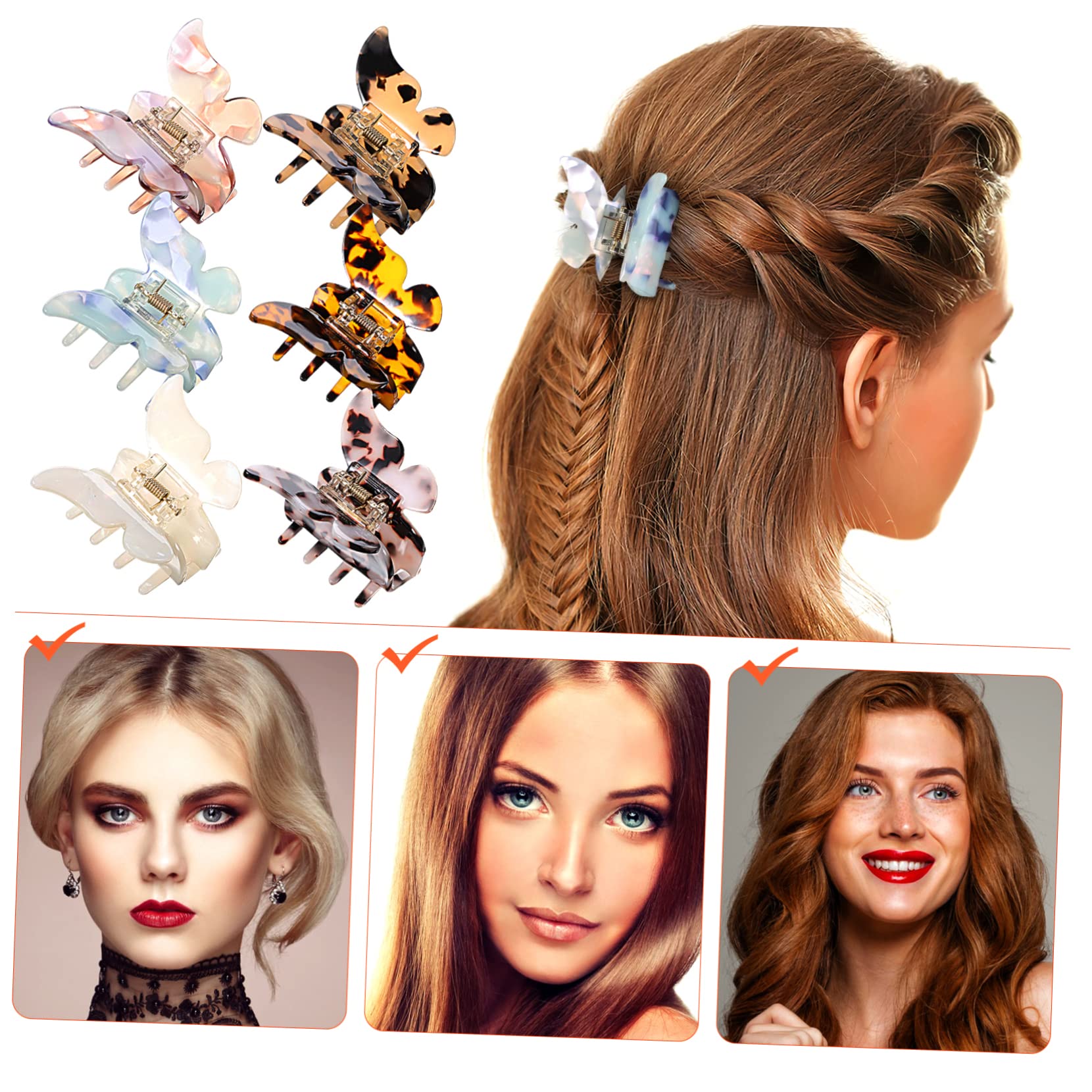 UKCOCO 6piezas Clip de Sujeción para Mujeres con Diseño de Alas Accesorios para Cabello Grueso de Garra Grandes para Mujeres y Niñas Peluquería
