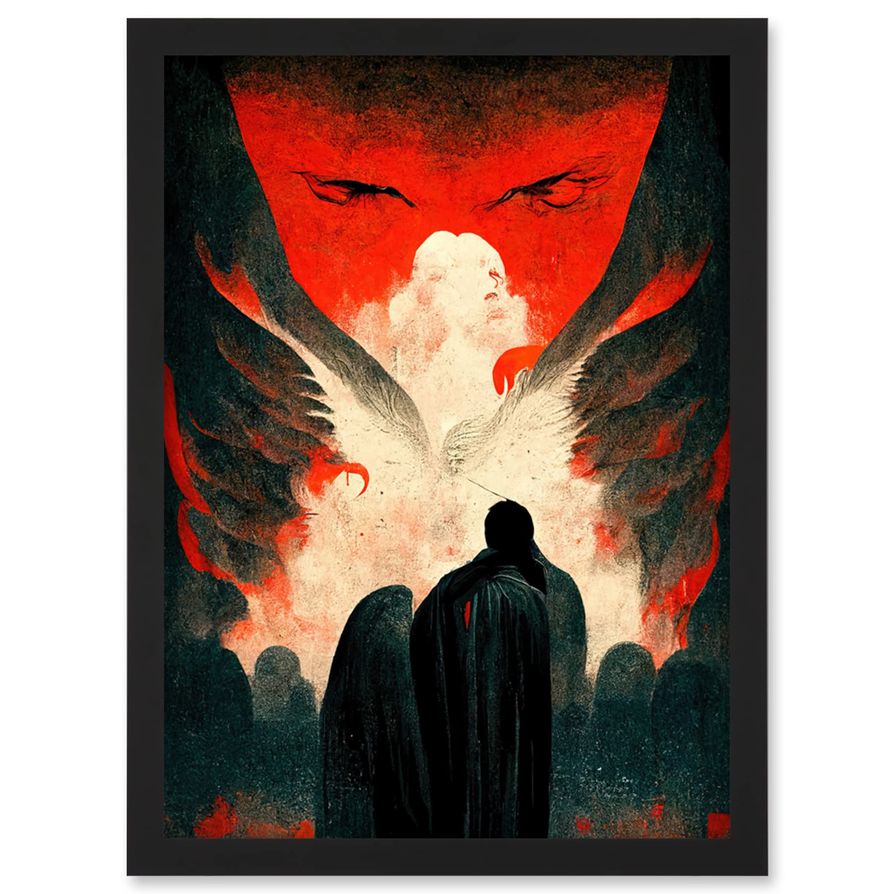 Artery8 Framed Wall Art Print - Gates of Hell Devil Satan Lucifer Evil Artwork - Black - One Size