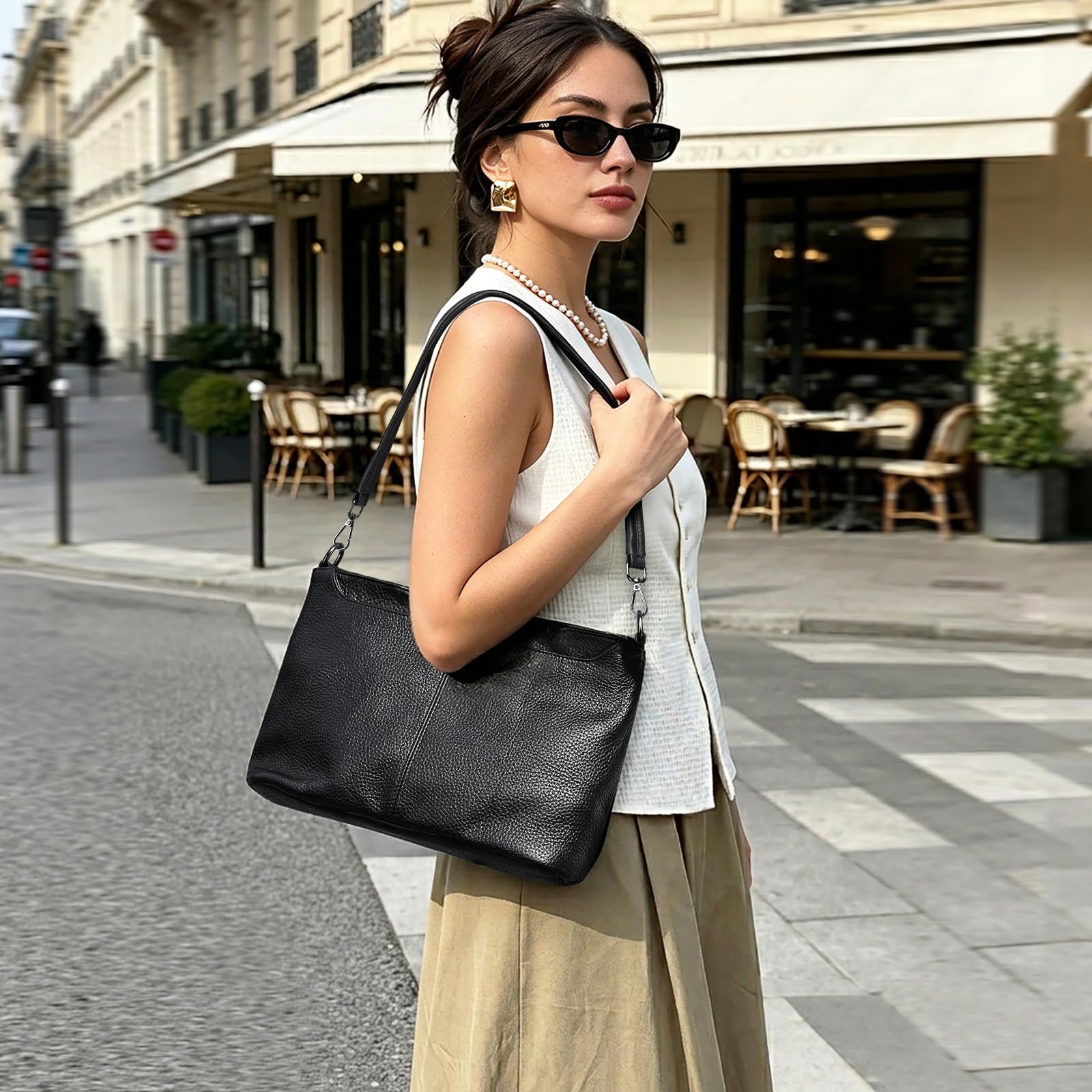 BAIGIO Damen Handtasche Mittelgroß Echtleder Umhängetasche Crossbody Bag