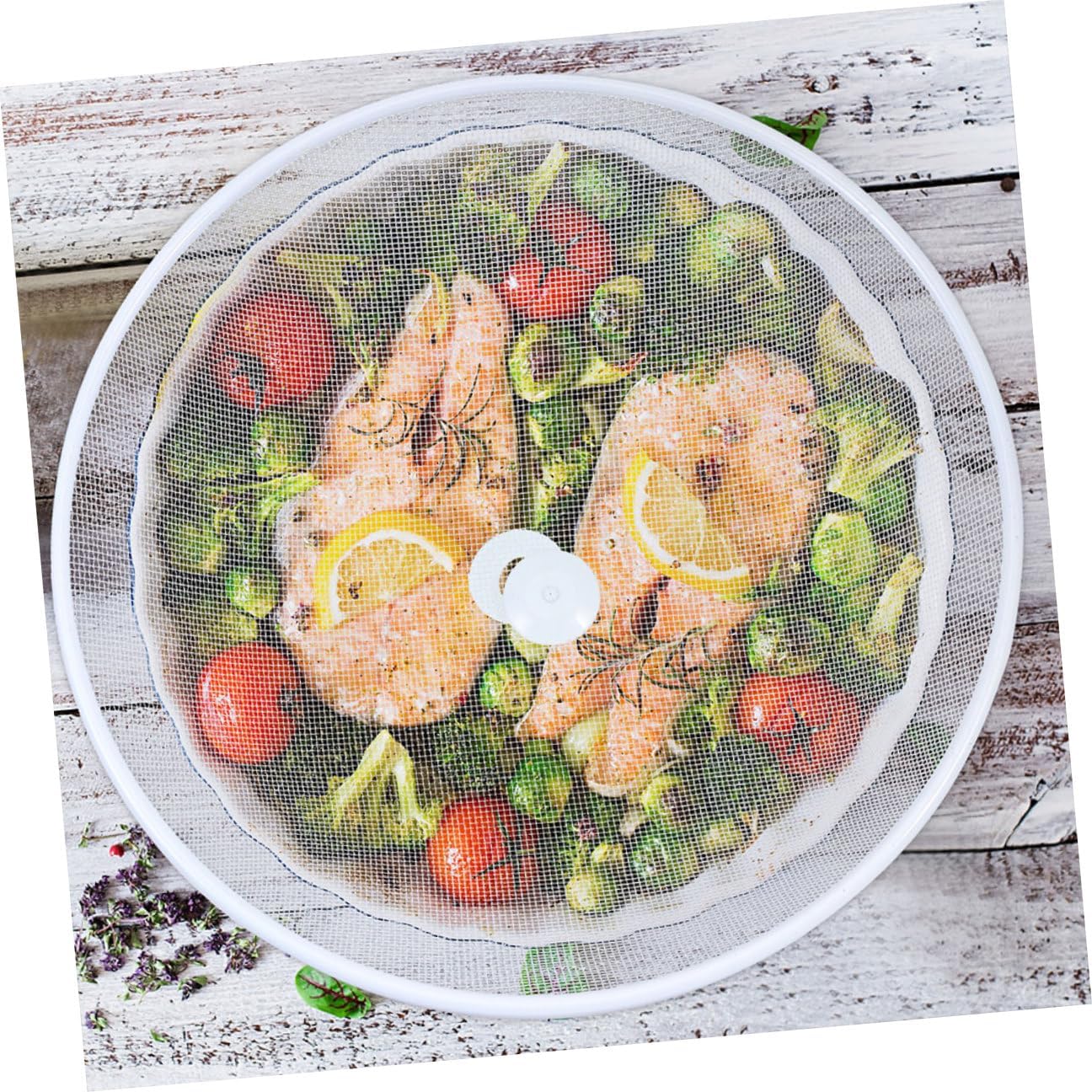 2pcs White 35cm Iron Food Covers Mesh Dome Food Protectors for Household Dust Prevention and Fresh-keeping Practical Umbrella for Dining Table and Kitchen Use