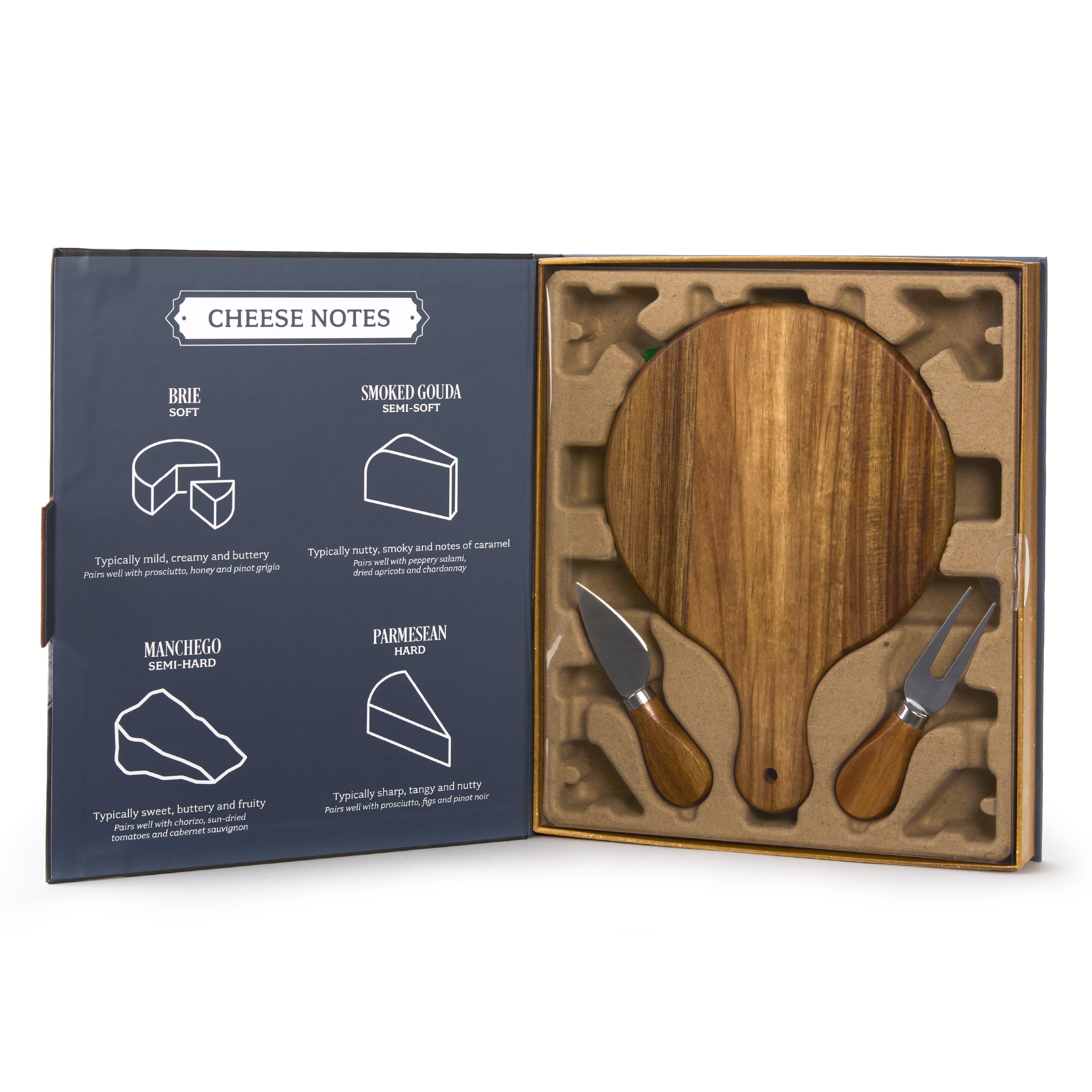 Hammer + Axe™ Planche à fromage et couteaux en bois d'acacia avec boîte à livres décorative – Parfait pour la charcuterie, les accords de vin et le service élégant | Cadeau de pendaison de crémaillère