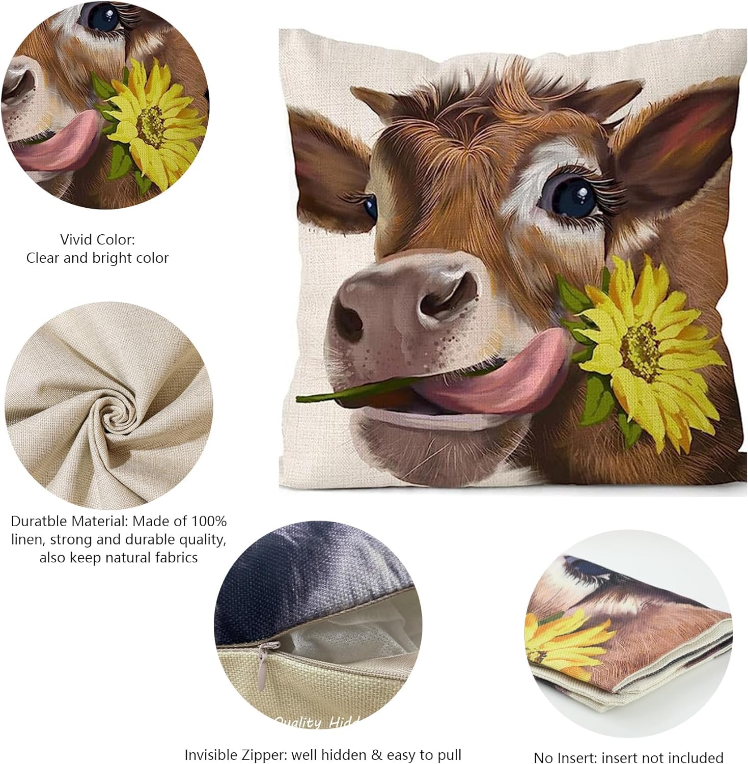 ZFENGYYUAN Highland Cow Cushion Cover Home Throw Pillow Case 45cm X 45cm Boho Home Decor Pillow Cover Gifts Sofa - Image 3