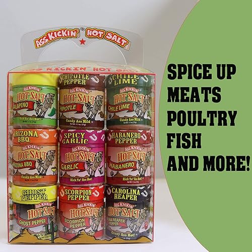 Miniatura 3 de Ass Kickin' Set de regalo de sal picante y picante – 1.1 onzas (paquete de 9 variedades) – Sabor perfecto para condimentos de palomitas de maíz, sal