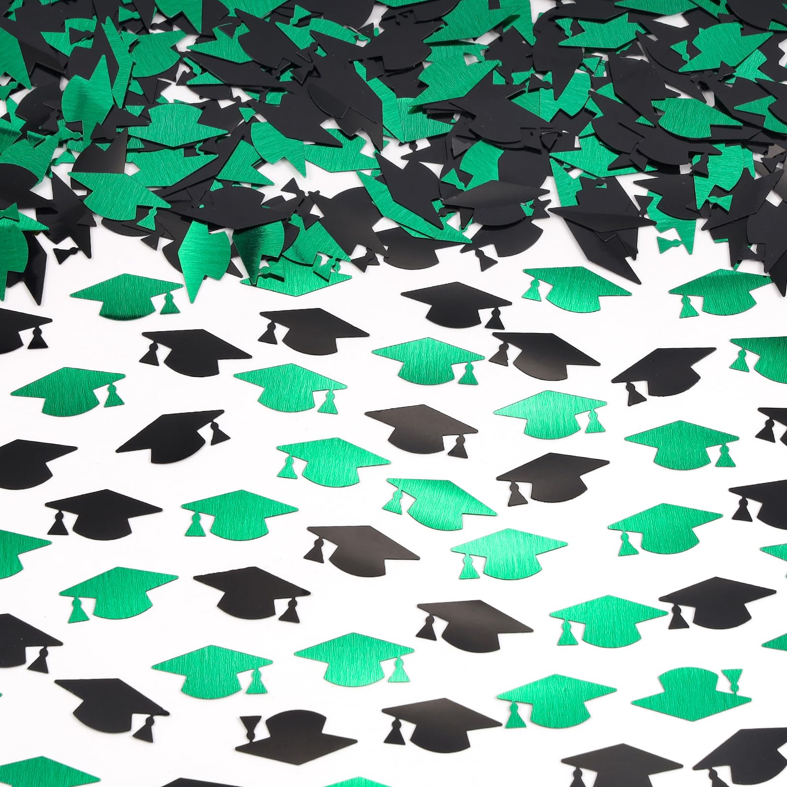 Green and Black Graduation Cap Confetti 2026, Class of 2026 Table Centerpiece Grad Confetti for 2026 Graduation Party Decorations Supplies