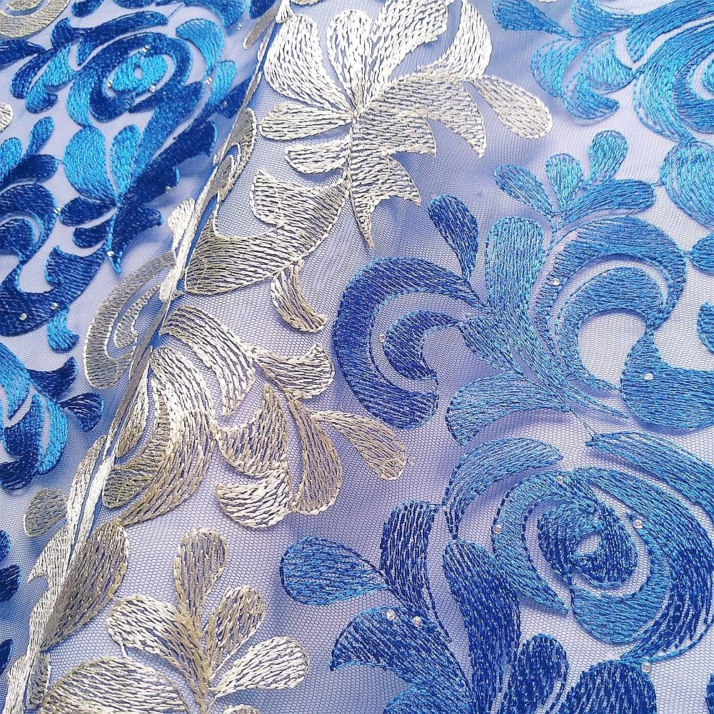 WorthSJLH African Lace Fabric 5 Yards French Lace Fabric for Wedding Dress Beaded Nigerian Cord Net Lace Materials BB204