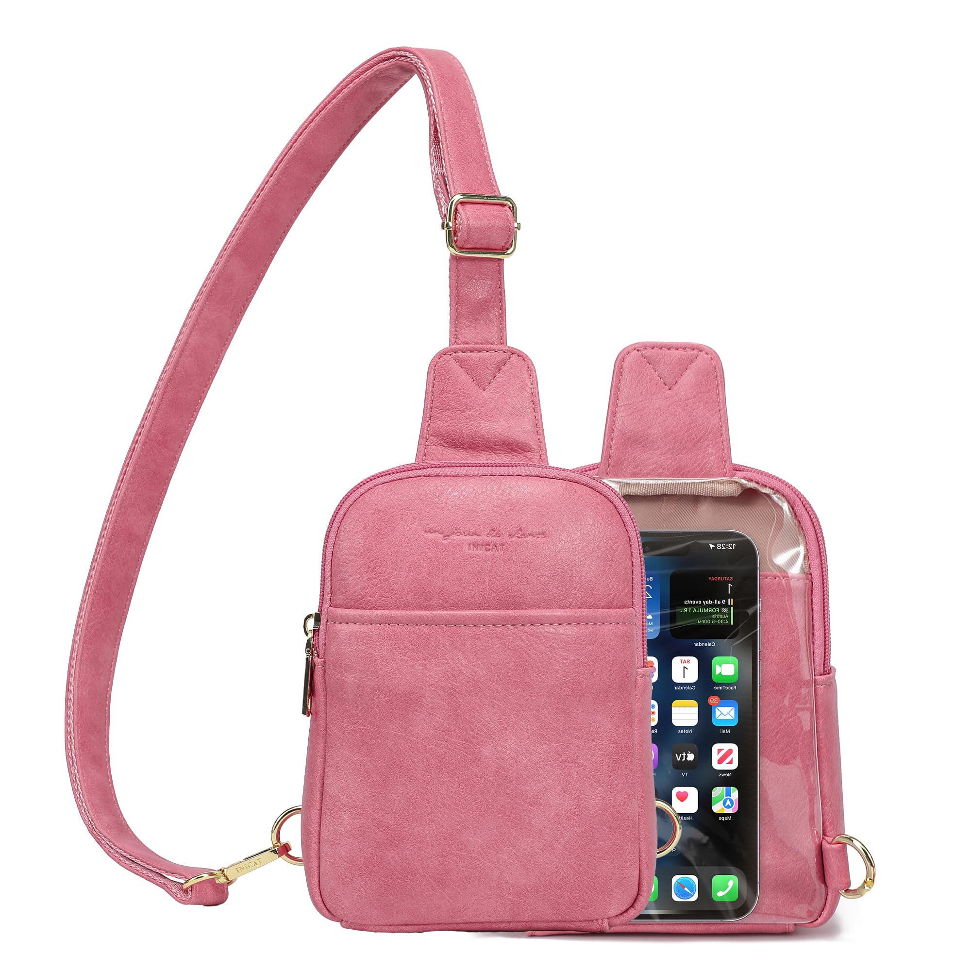 AOCINA INICAT Small Sling Bag Crossbody Vegan Leather Fanny Packs for Women Fashionable Chest Bag for Travel