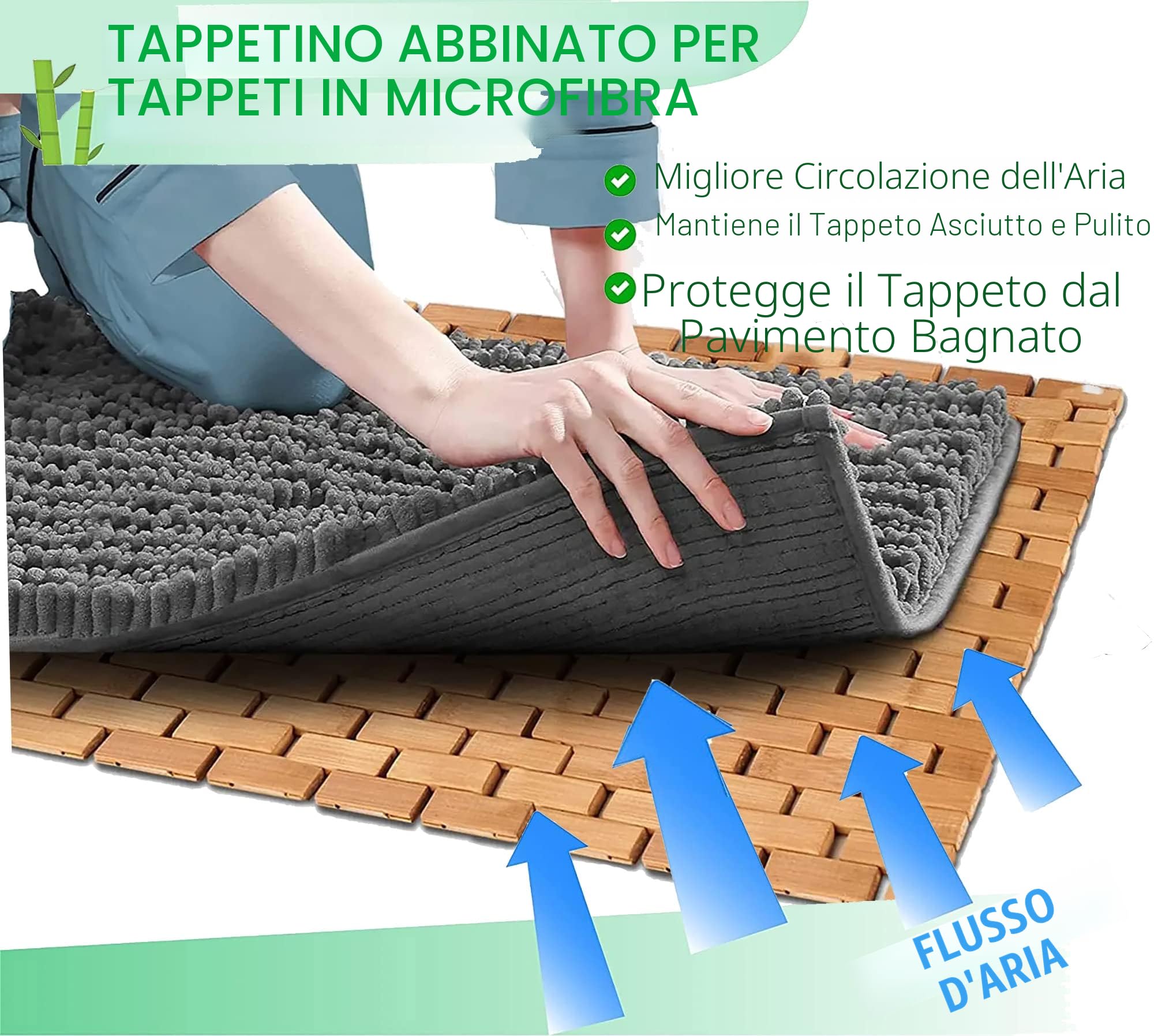CHILL HOUSE Tappeto Doccia Antiscivolo - Tappeto Bambu - Tappeto Bagno Antiscivolo - Tappeti Bagno - Pavimento in Legno per Doccia - Tappeto Vasca Antiscivolo - Legno Piatto Doccia (Naturale)