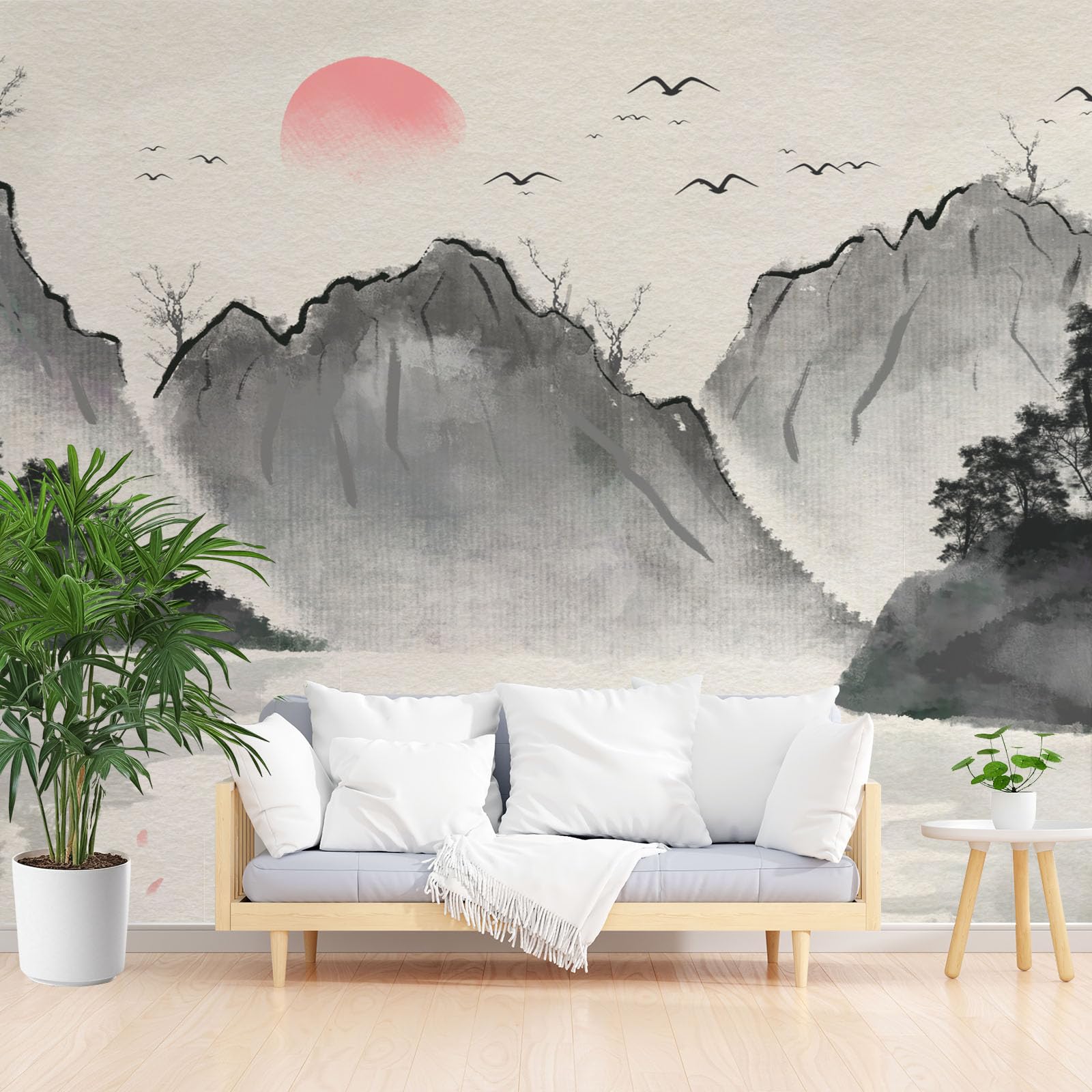 Papier peint intissé paysage pour agrandir une petite pièce ou salon sombre