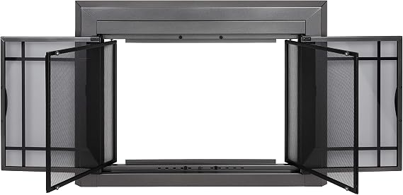Pleasant Hearth Edinburgh Glass Firescreen Gunmetal - Large
