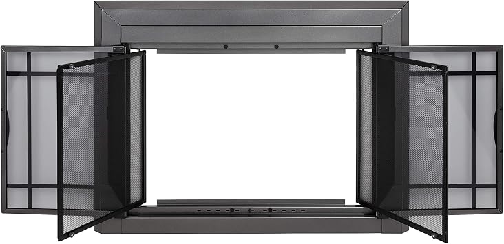 Pleasant Hearth Edinburgh Glass Firescreen Gunmetal - Large