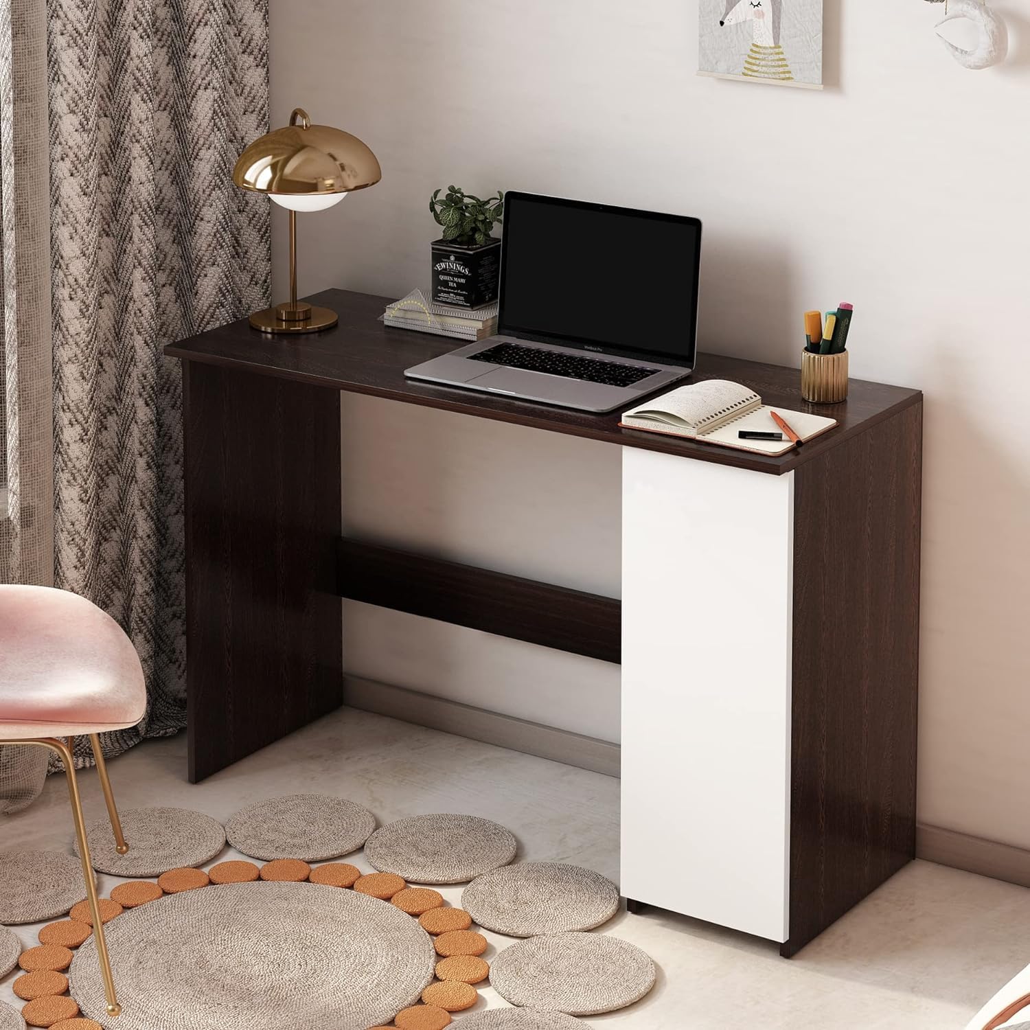 FURNEASER Dettlet Engineered Wood Study Table, Computer, Laptop, WFH Office Desk with Door (with Door)