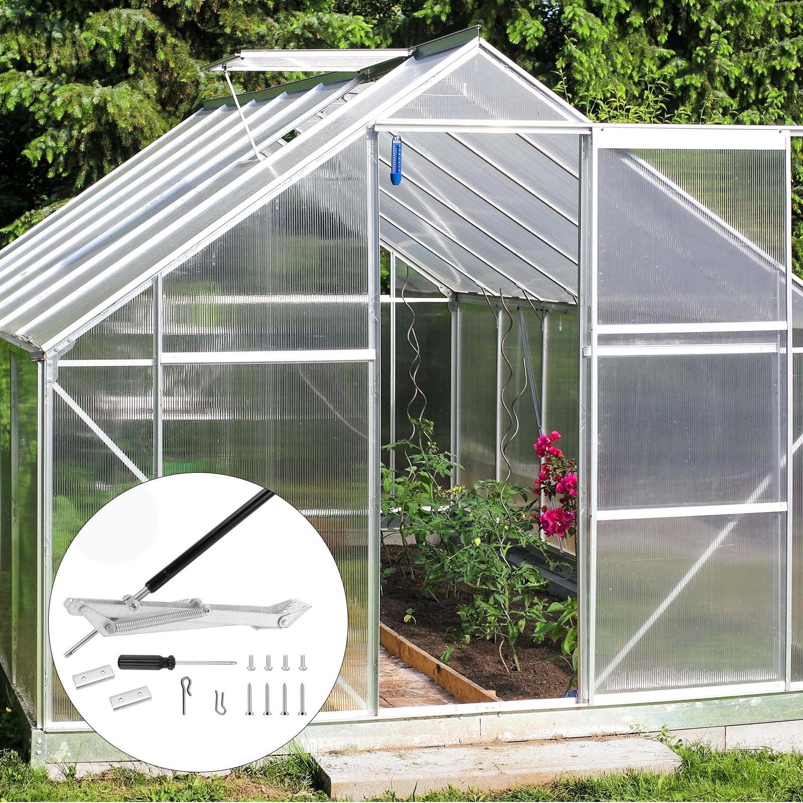 Erzekrim Automatischer Fensteröffner für Gewächshaus, 7 kg Hubkraft, 45 cm Hubhöhe (A)