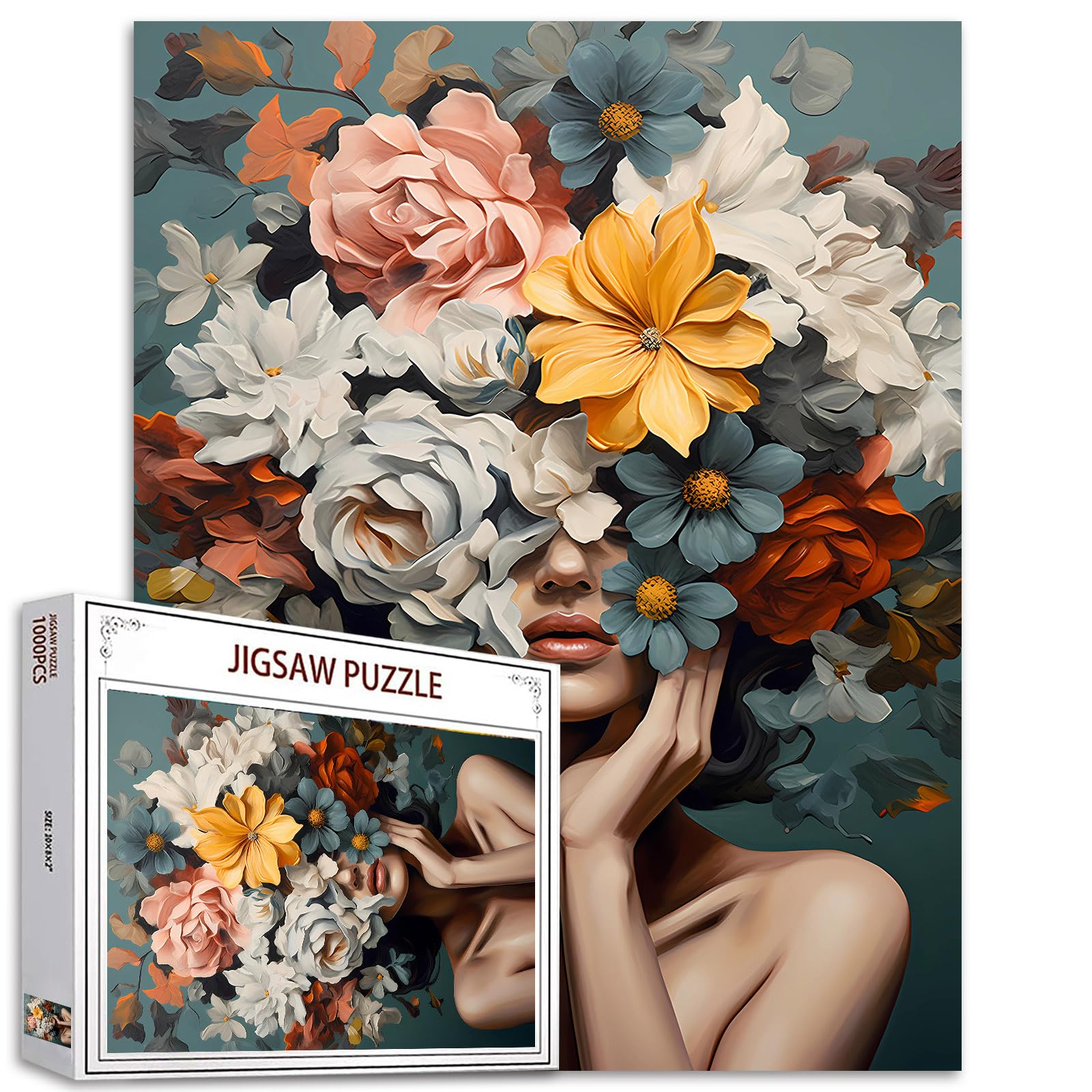 Tucocoo 1000 Pieces Fashionable Woman's Head Puzzles for Adults Modern Portraits Jigsaw Puzzle for Challenging Family Activity Games, Colorful Jigsaw Puzzles for Decorative Gifts โ image 1