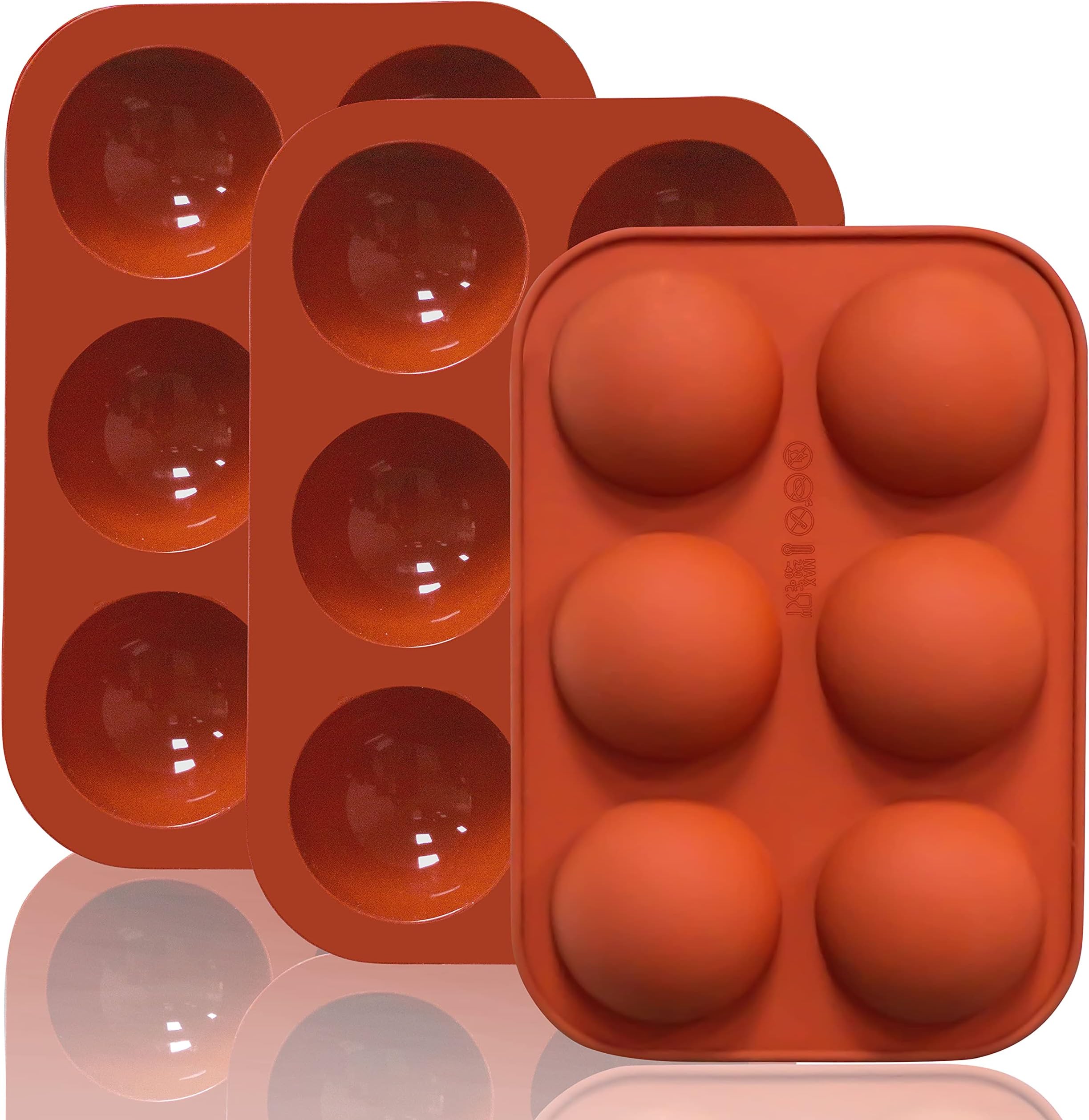Lerykin 6 Holes Medium Semi Sphere Silicone Molds, 3 Packs Half Sphere Silicone Baking Molds for Making Chocolate, Cake, Jelly, Dome Mousse