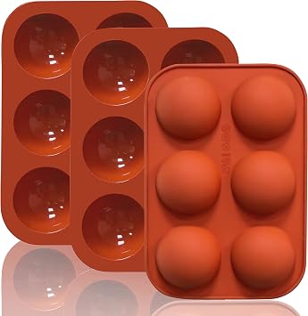 Lerykin 6 Holes Medium Semi Sphere Silicone Molds, 3 Packs Half Sphere Silicone Baking Molds for Making Chocolate, Cake, Jelly, Dome Mousse