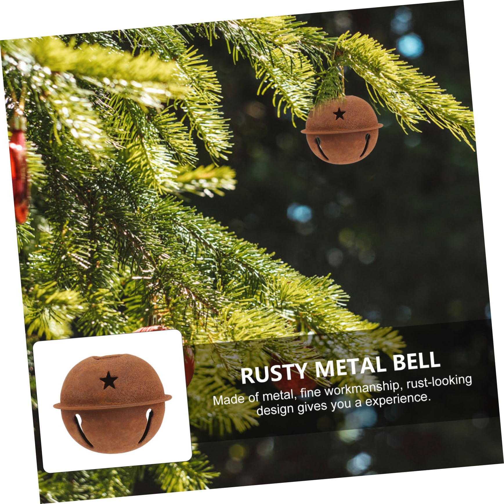 PRETYZOOM 60 Piezas Campana De Metal Oxidado Campanas Rústicas Navideñas Óxido Cascabel Navideño con Recortes De Estrellas. Colgante De Temporada Favor De Fiesta Navideña Decoración Navideña