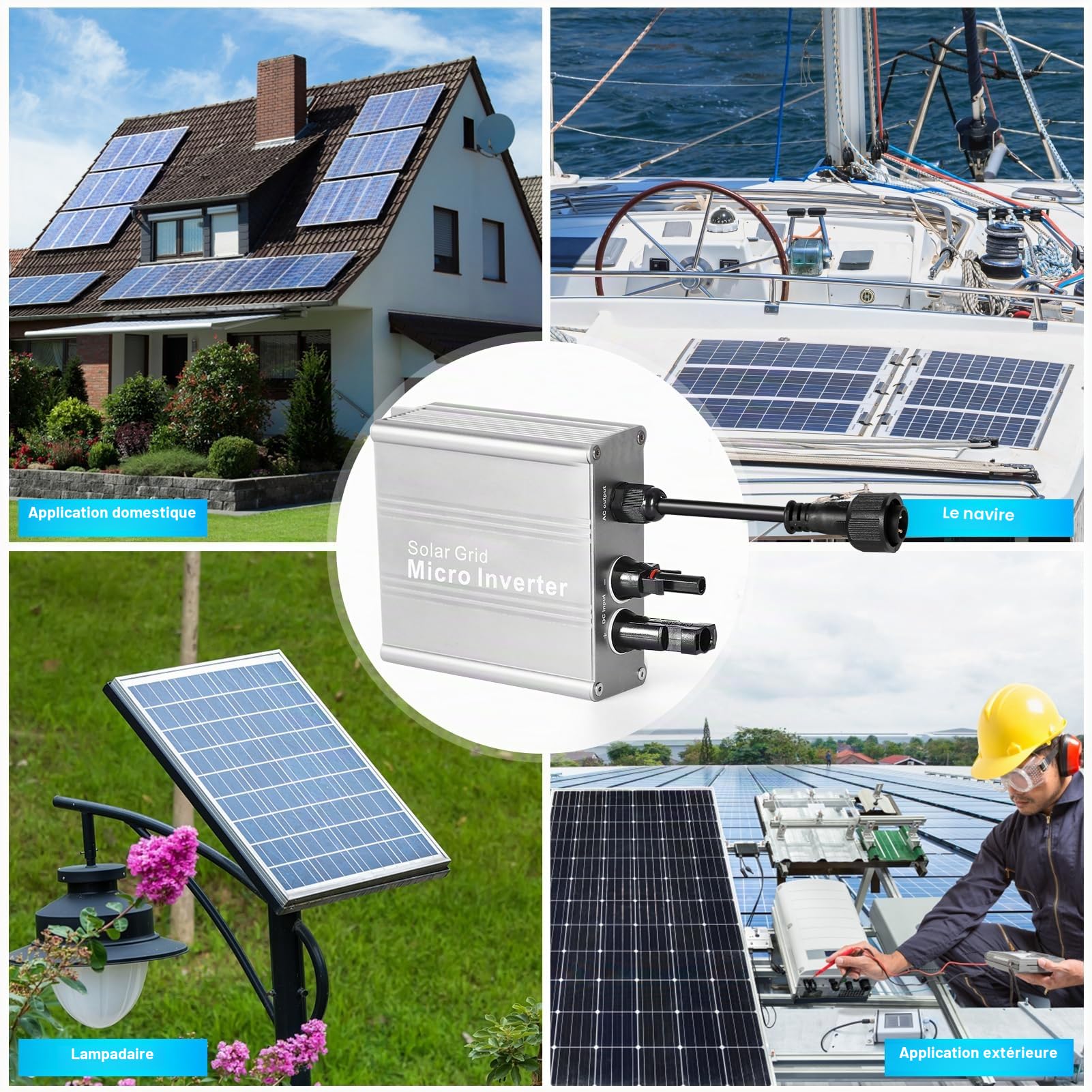 BuyWeek Onduleur Solaire 120W PV Micro Onduleur Solaire IP65 étanche MPPT Micro-Onduleur pour Systèmes PV Solaire