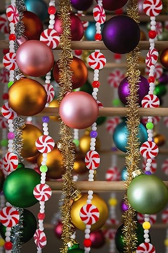 Miniatura 6 de Guirnalda de dulces de Navidad de 10 pies guirnalda de cuentas de caramelo de menta roja y blanca guirnalda de cuentas coloridas adornos colgantes