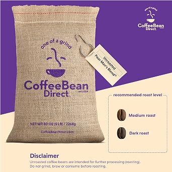 Coffee Bean Direct Unroasted Poor Man's Blend, Raw Coffee Beans for Home Roasting, 5 Pound (Pack of 1)