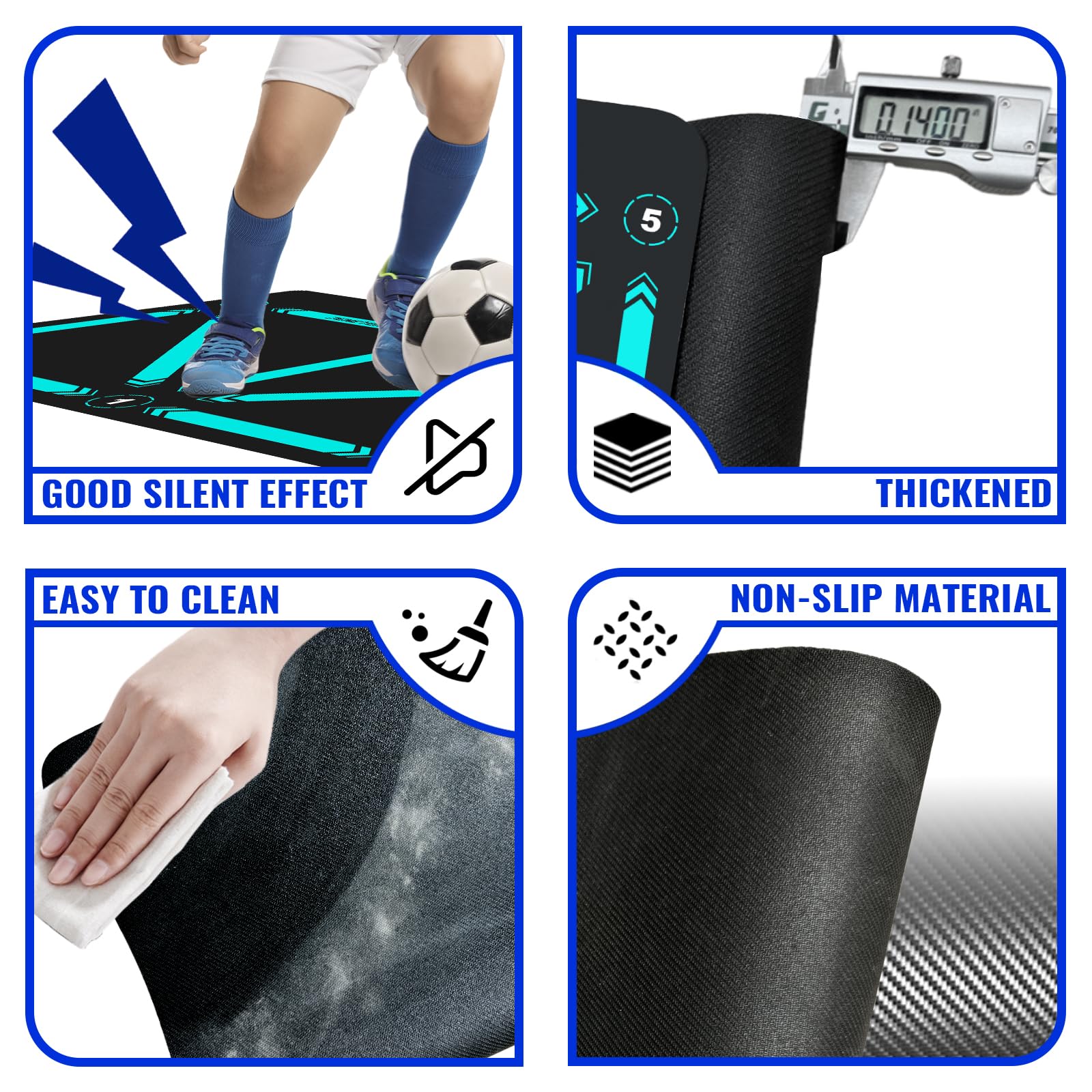 Football Footstep Training Mat for All Levels: Agility Training Mat, Non-Slip Silent Equipment for All Ages to Improve Speed, Strength and Coordination