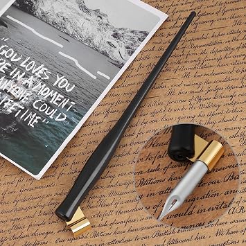 Oblique Pen Nib Holder English Calligraphy Dip Pen Point Holder 2-in-1 Script Handed Dip Pen Oblique Pen Holder Antique Fountain Dip Pen, Black