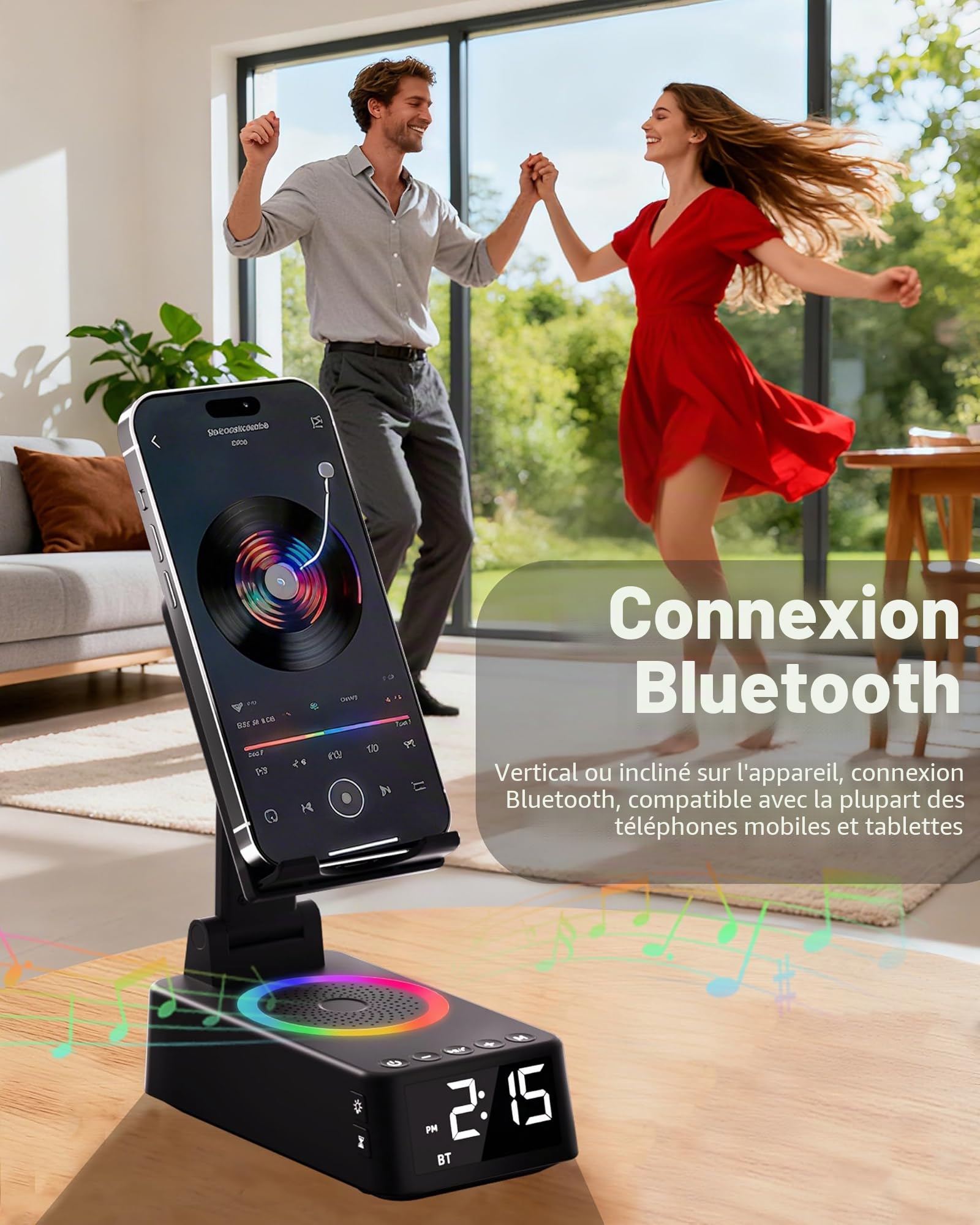 Cadeau Homme Enceinte Bluetooth Portable Réveil Support Téléphone | Machine à Bruit Blanc,20 Sons Apaisants,Idee Cadeau Original Anniversaire,Noël Utile Cadeau Homme,Femme,Papa,Fille,Garçon