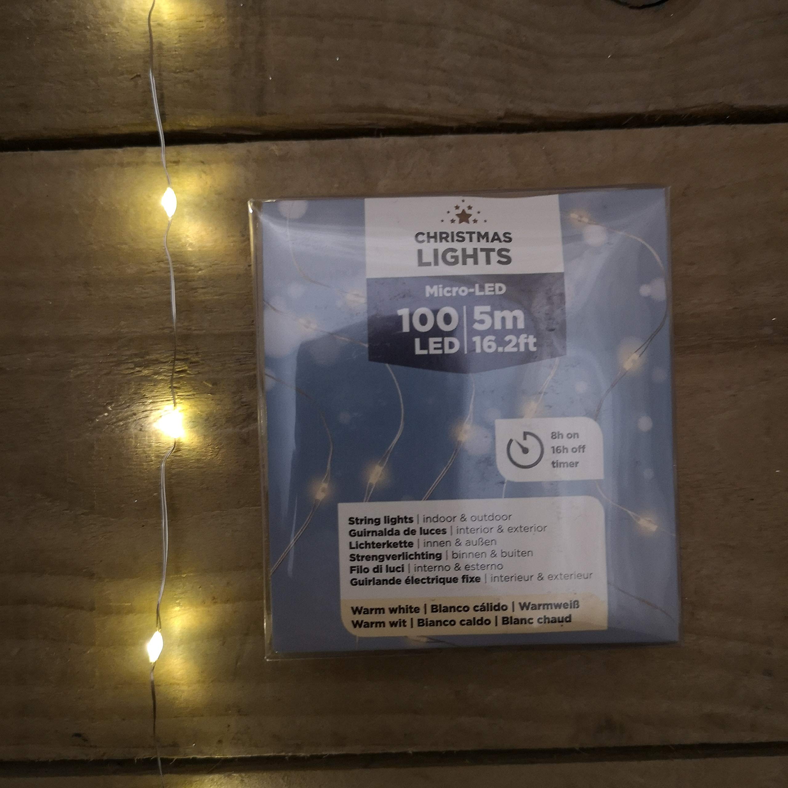 Kaemingk Warm White New Micro 100 Led String Lights 5M Battery