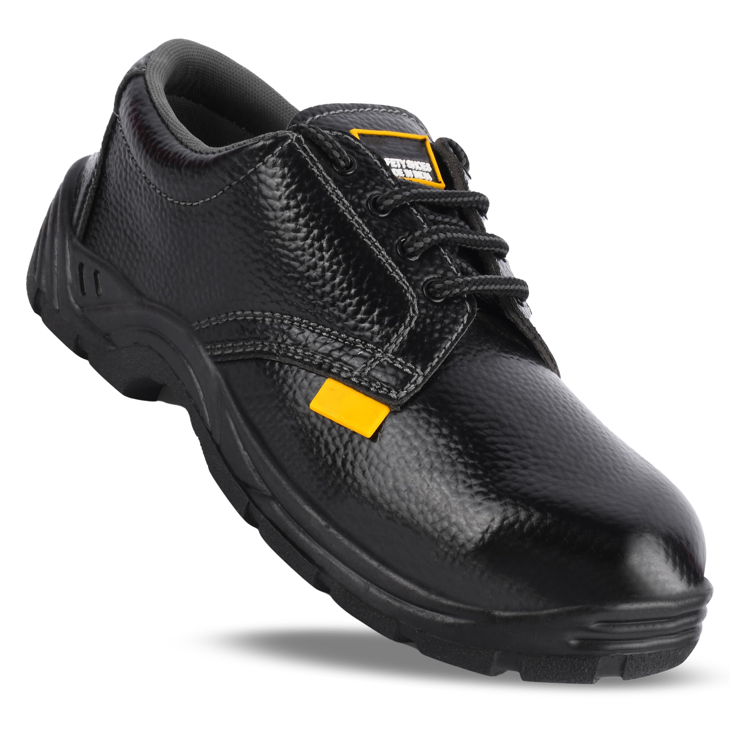 foot trends Black Safety Shoes for Men PVC Sole and Steel-Toe Protection for Industrial Work-picture-3