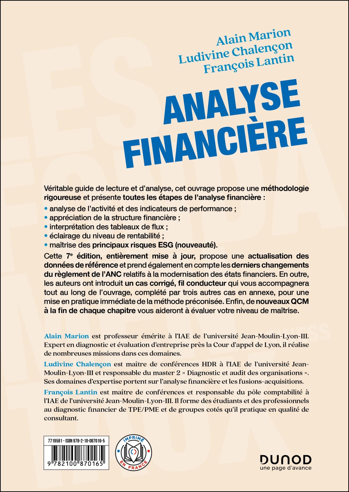 Analyse financière - 7e éd: Concepts et méthodes