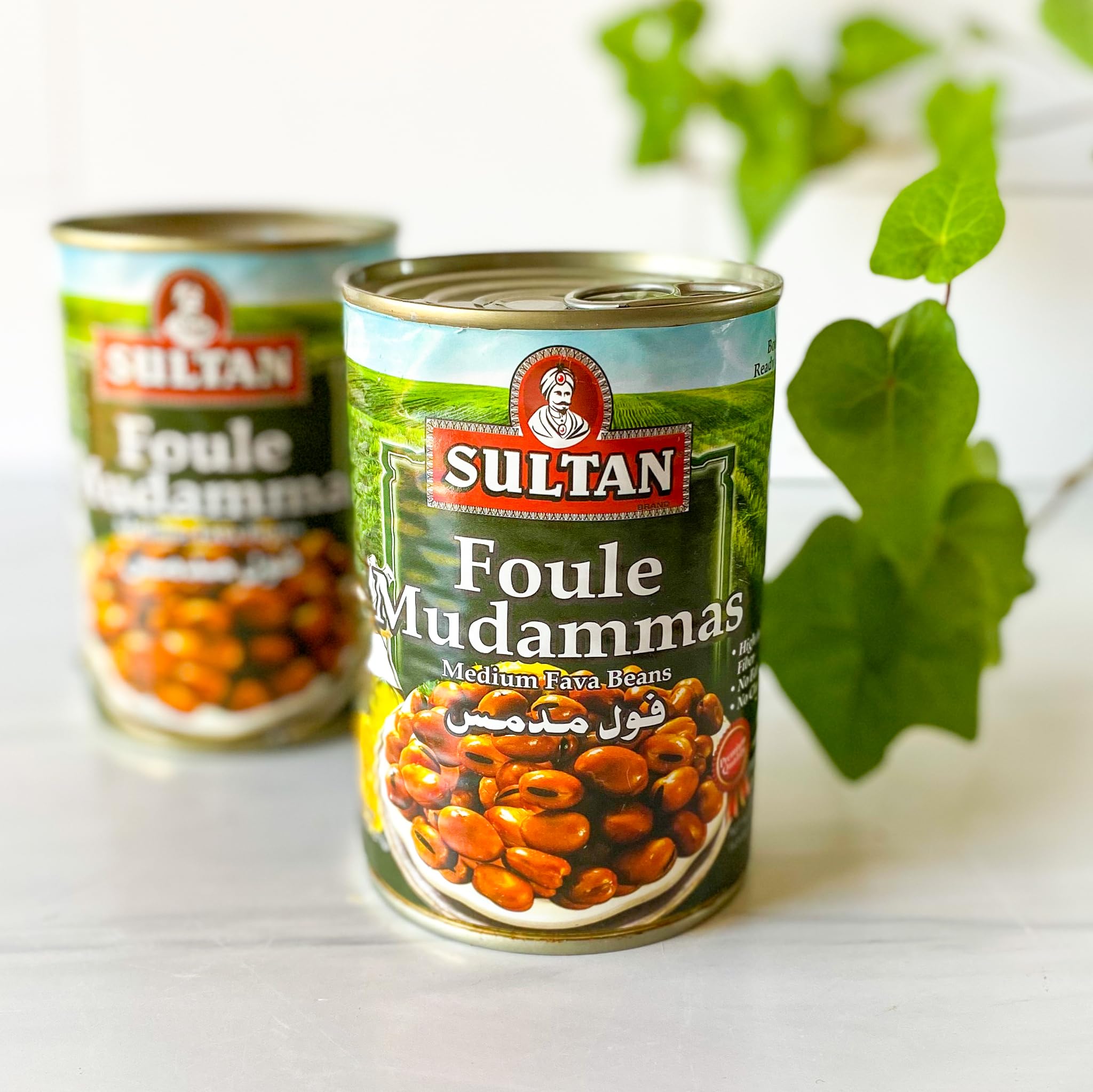 Sultan Brand Foule Mudammas, Medium Fava Beans, High in Dietary Fiber, No Fat, No Cholesterol, 14.80oz