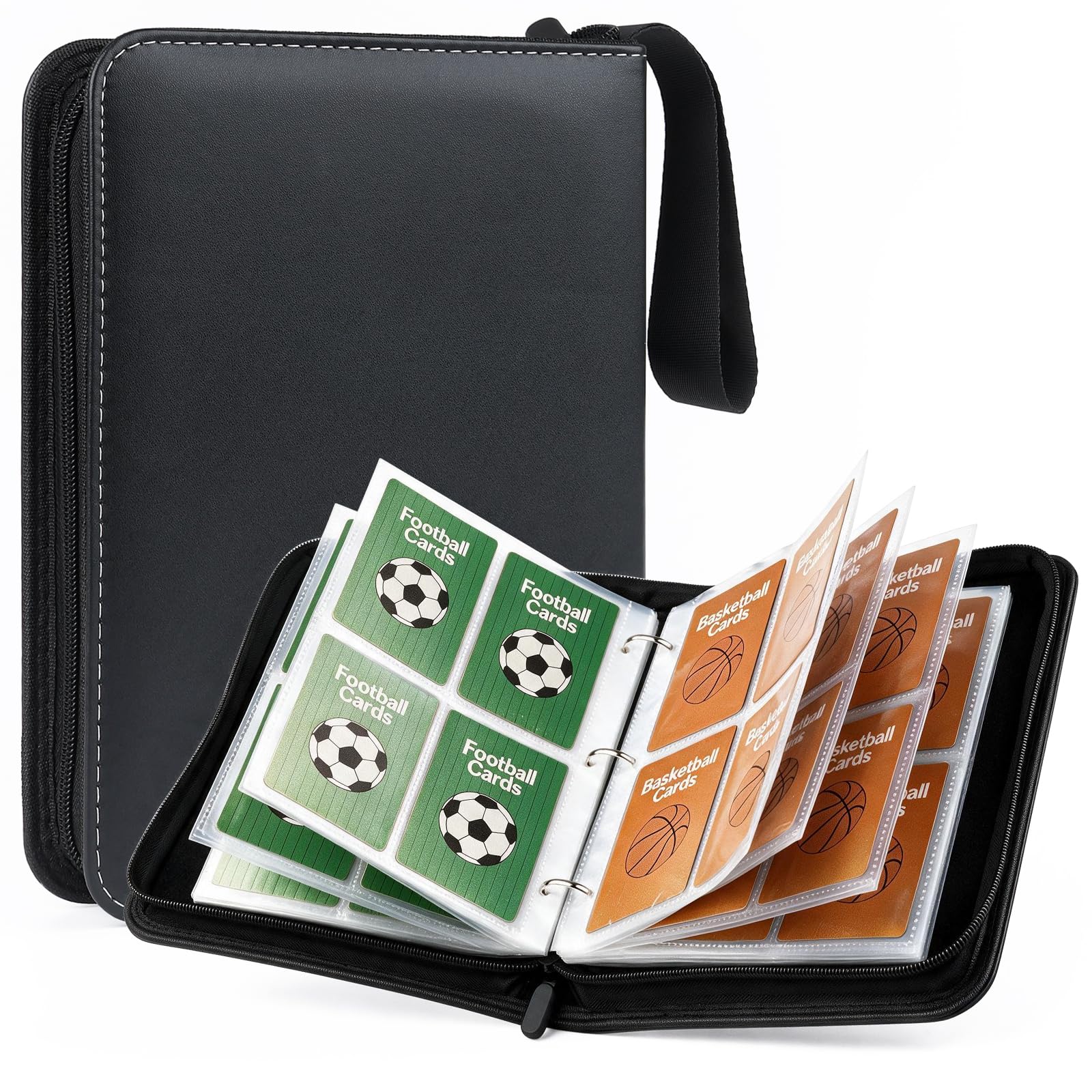 Acual 4 Pocket Card Binder, 400 Pockets Trading Card Binder,PU, Black