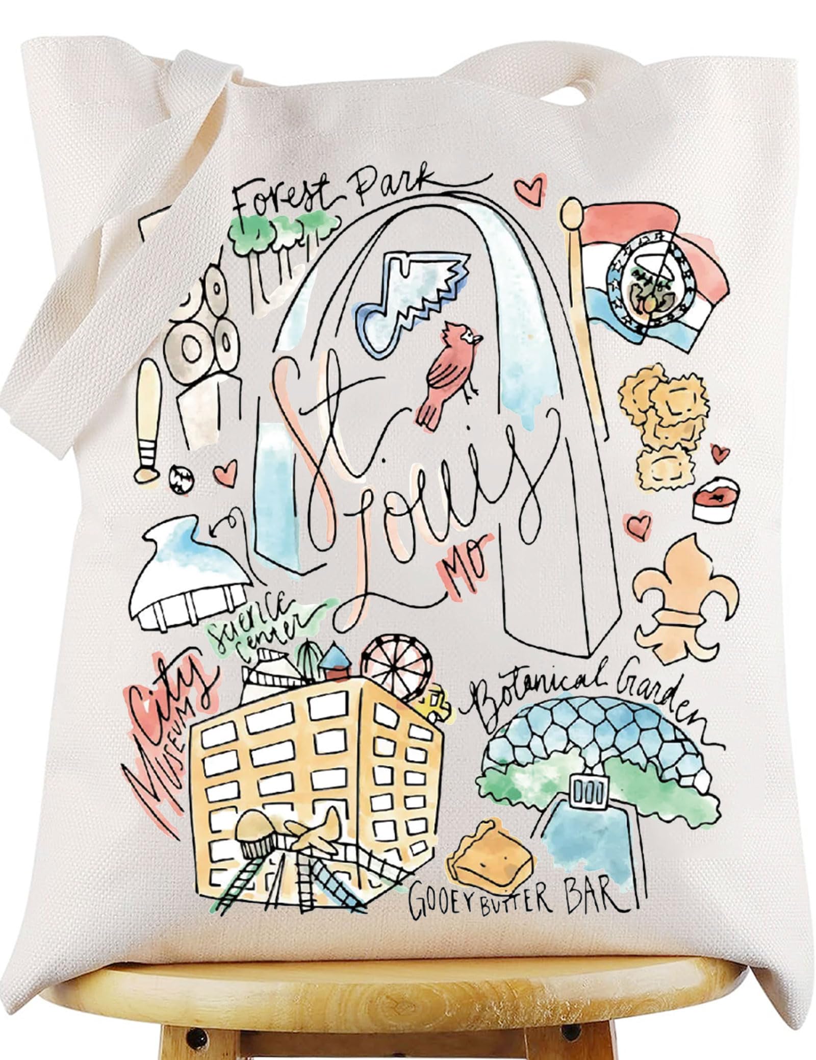 WZMPA St Louis Travel Tote Bag - Missouri Souvenir Gift - Gateway Arch Trip Reusable Grocery Bag