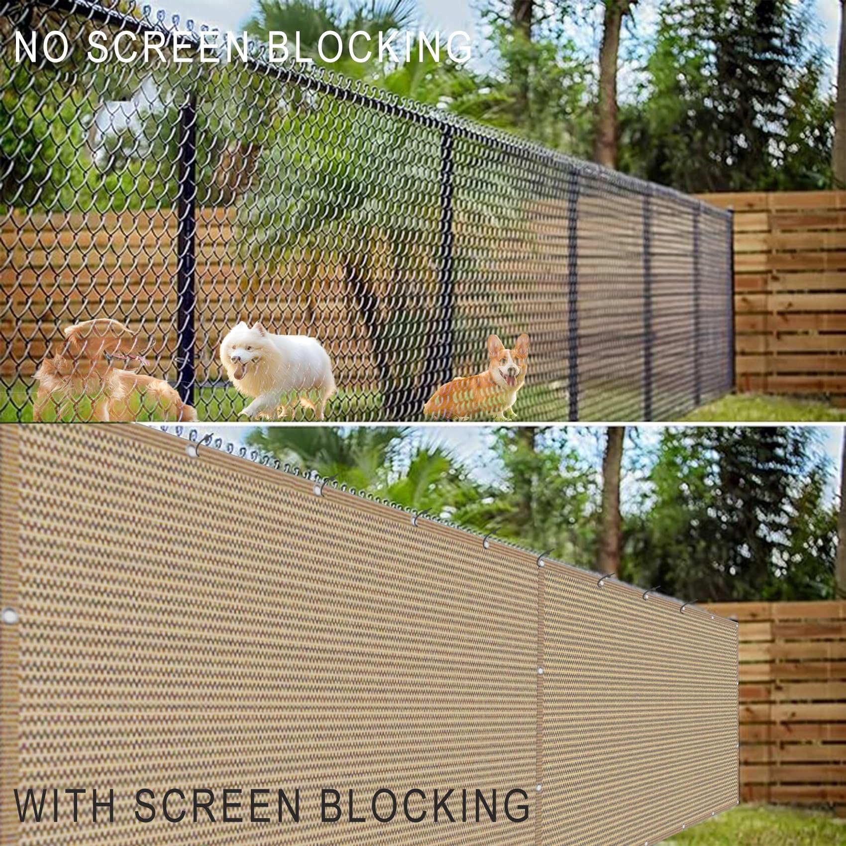 Telo Copri Ringhiera Balcone 95 x 500 cm Protezione Della Privacy, Frangivento, Anti-Uv, Agenti Atmosferici Telo Ombreggiante Recinzioni con Corde Fascette per Patio, Giallo sabbia